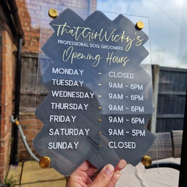 OPENING HOURS SIGN