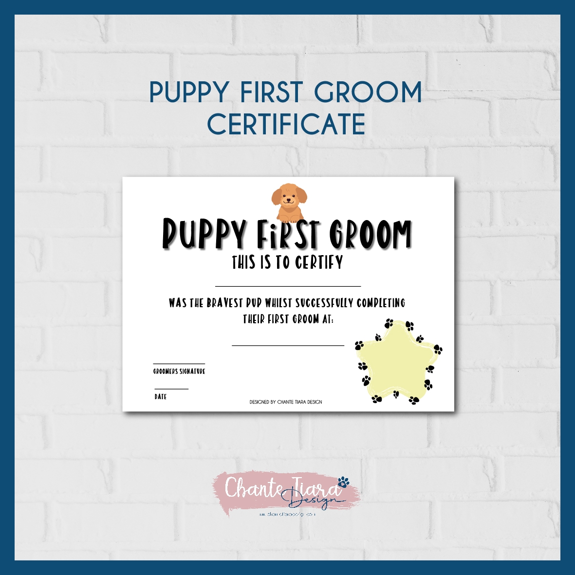 PUPPY FIRST GROOM CERTIFICATE