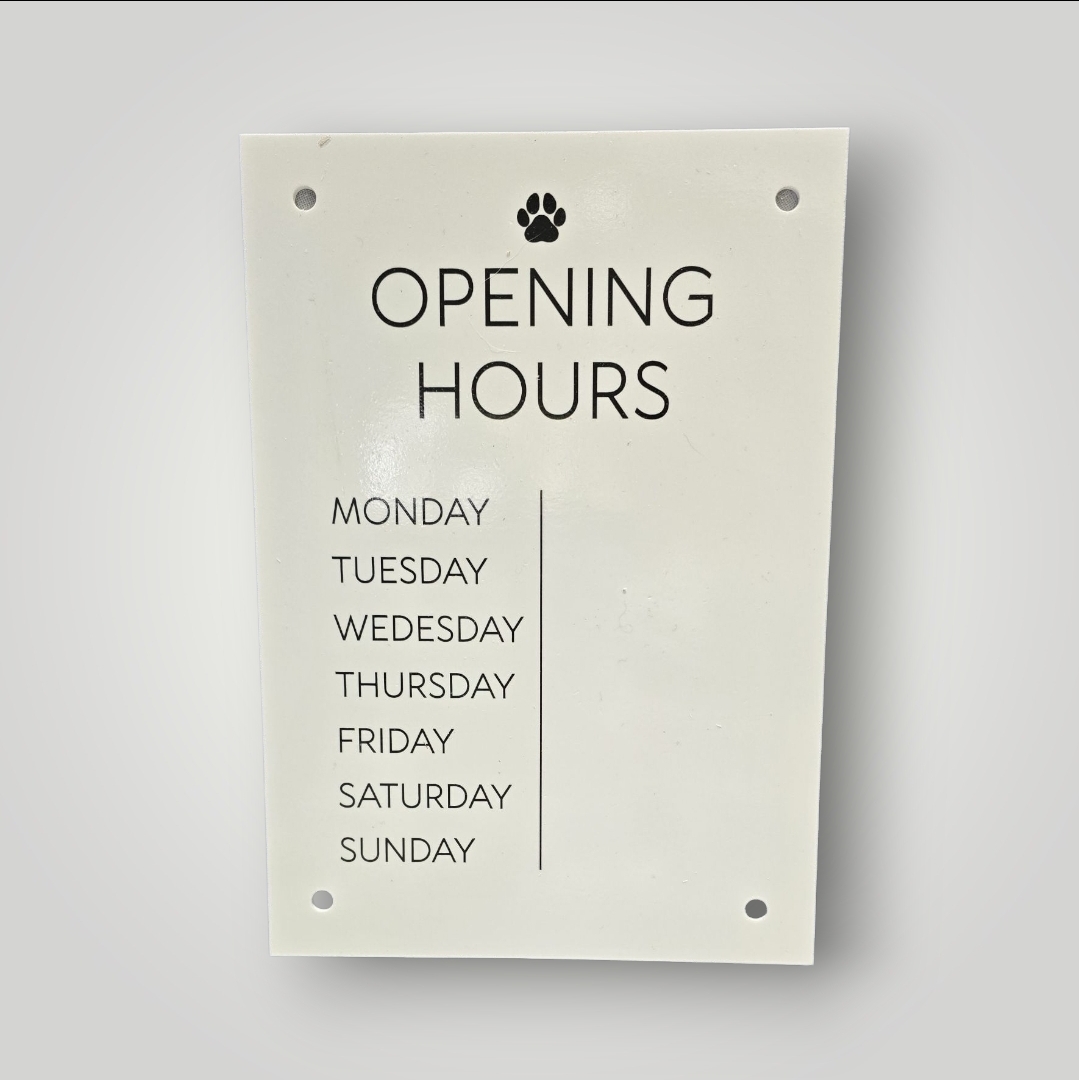  A4 Wipeable Opening Hours Sign